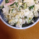 魚肉ソーセージと大根の葉っぱピラフ(*^^*)